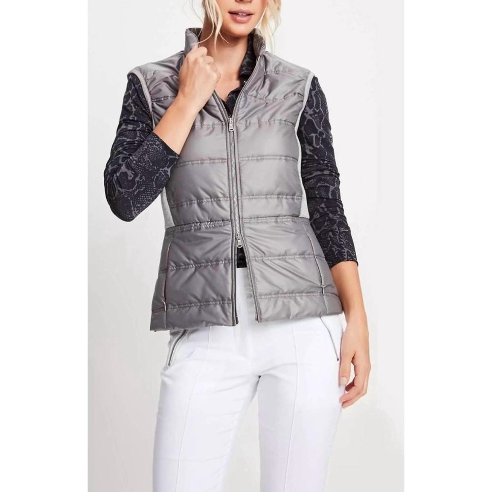 Anatomie Filipa Hooded Vest in Gray Size Medium Packable Viscose Blend